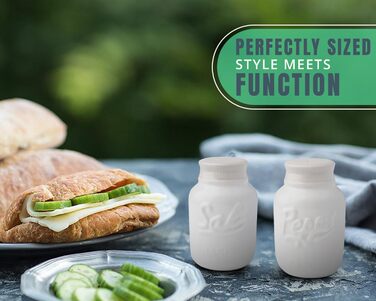 Comfify Vintage Salt & Pepper Shakers - Charming decorative decor for vintage, rustic, and shabby chic lovers - Durable ceramic in white - 3.5 oz. capacity