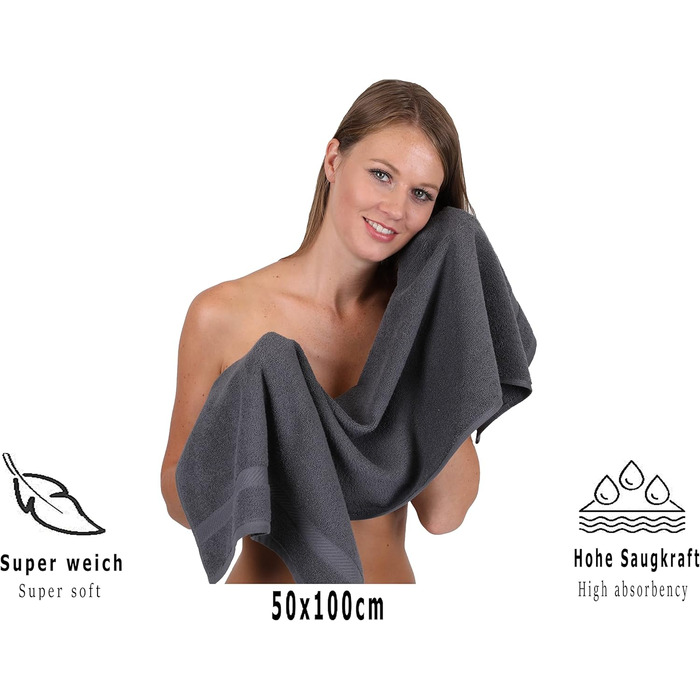 Betz 12-Piece Towel Set Palermo 100% Cotton, 12 Towels, Size 50 x 100 cm, Color Anthracite