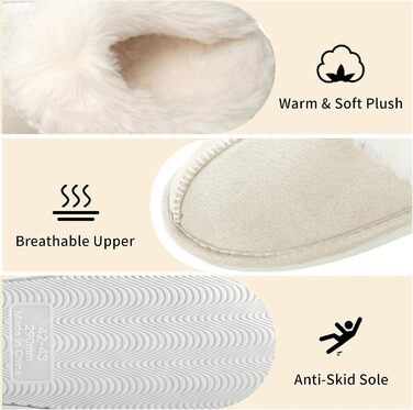 Домашні тапочки жіночі чоловічі зимові, плюшеві, теплі, з підкладкою, зручні, антиковзні, бежеві, 40/41 EU