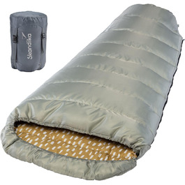 Спальний мішок Skandika Vegas XXL | Мультиспальник для дорослих, 3 сезони, до -12°C, 220x110 см, колір темно-зелений, можливість з'єднання, для кемпінгу та подорожей