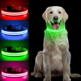 Світлодіодна нашийникова стрічка для собак, акумуляторна, 3 режими світіння, водонепроникна, зелена, L (48-60 см)