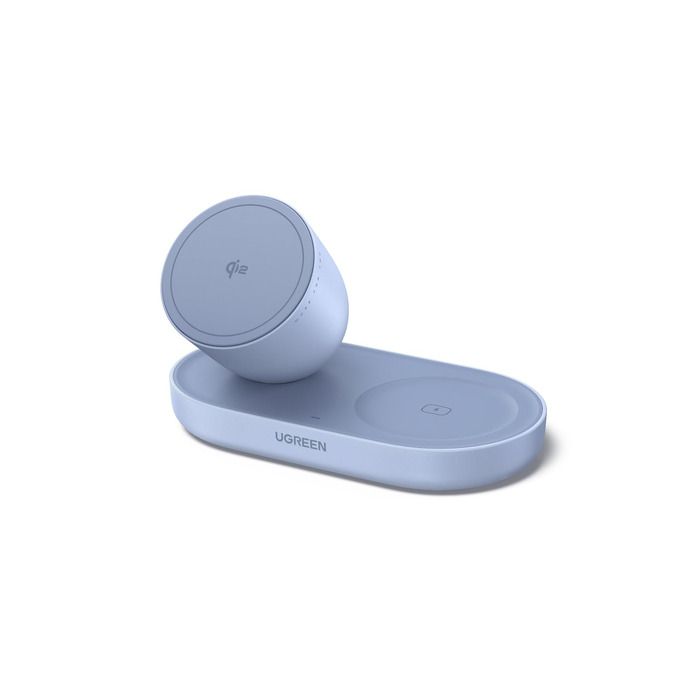 Бездротовий зарядний пристрій UGREEN 2-в-1 15W MagSafe для iPhone 15/14/13/12/17/16 та AirPods, кабель 1м - Синій