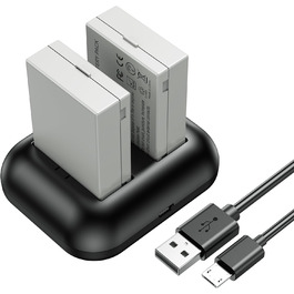 Запасні акумулятори ENEGON (2 шт) та зарядний пристрій Rapid Dual для Canon LP-E8 (EOS Rebel T2i, T3i, T4i, T5i, 550D, 600D, 650D, 700D, Kiss X4, X5, X6, LC-E8E)