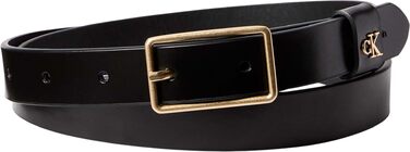 Ремінь жіночий Calvin Klein Square Buckle Loop 2,5 см з логотипом 110 Black (Чорний / Античне світле золото)