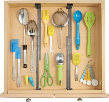 mDesign Adjustable Drawer Dividers (8 Pack) - Practical Drawer Organizer - Flexible Drawer Configuration for Cabinet and Dresser - Dark Gray/Black