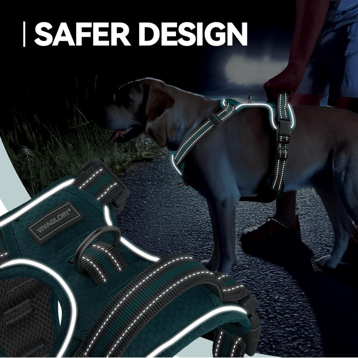 Шлейка для собак VIVAGLORY Easewalk, анти-тягнуча шлейка для тренувань та прогулянок, з ручкою, для цуценят та собак, анти-тягнуча, запобігає вислизанням, XS, (Пір'їстий павич, S: 36-61 см (обхват грудної клітки))