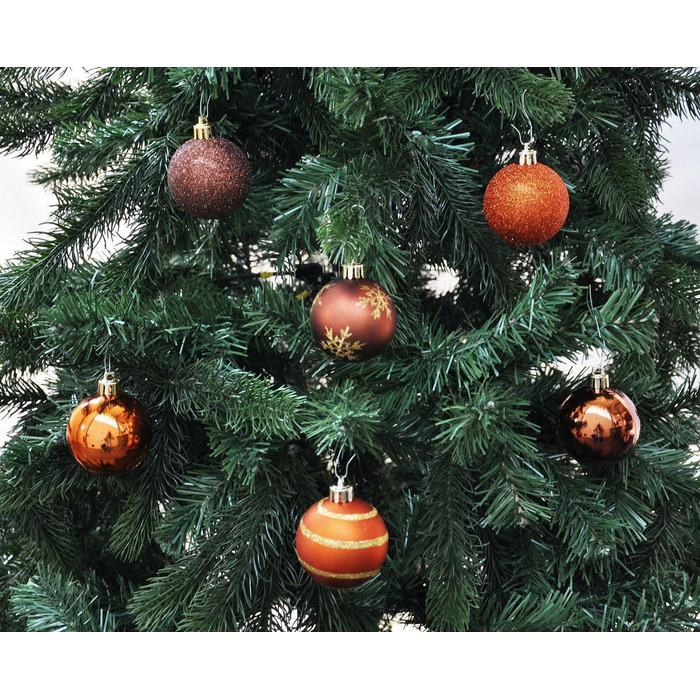 Набір прикрас на ялинку 64 шт. 6 см, пластикові, стійкі до пошкоджень, мідно-коричневі