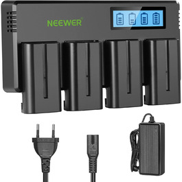 Зарядний пристрій NEEWER для акумуляторів Sony NP-F з LCD дисплеєм (4 канали, 2600mAh NP-F550 в комплекті)