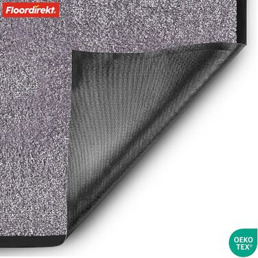 Килимок для підлоги Floordirekt Rhine - миючий, з високою зносостійкістю, антиковзаючий, для входу (сірий, 40 x 60 см)