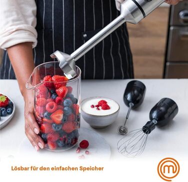Стаціонарний блендер MasterChef Stabmixer 3-в-1 з нержавіючої сталі: блендер, міксер, вспениватель молока. 400W, 2 швидкості, миється в посудомийній машині