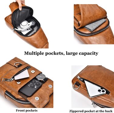 Чоловіча нагрудна сумка через плече з PU-шкіри, сіра (Wasserdicht)