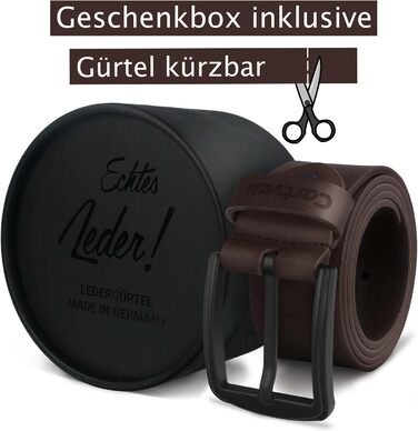 Чоловічий шкіряний ремінь 900001874 - 40 мм, Made in Germany, у подарунковій коробці, матова пряжка (темно-коричневий, розмір пояса 110)