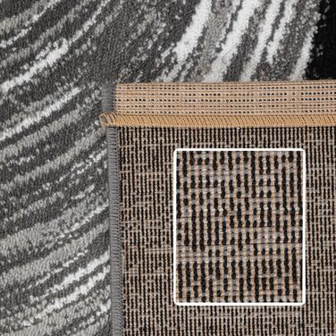 Килимок для вітальні, спальні, їдальні, коридору, кухні. Сучасний килим з геометричним візерунком, м'який, короткий ворс, легкий у догляді. Чорний, 140 x 200 см.