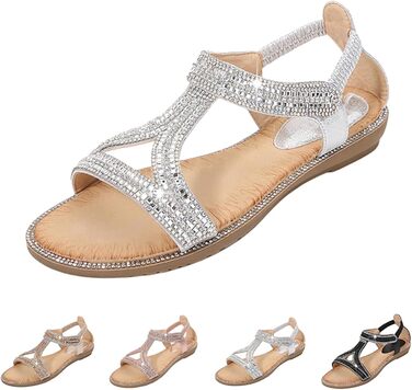 Босоніжки жіночі Slingback ортопедичні літні Boho сріблясті (38 EU) з м'якою устілкою та дихаючим матеріалом для широкої ноги (Hallux Valgus)