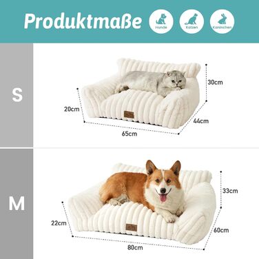 Килимок для котів XL, кремовий, 80x60x33 см - м'яке ліжко-софа для котів та собак