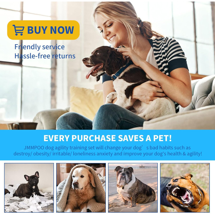 Набір для аджиліті для собак, 65 предметів: тунель, перешкоди, фігури для слалому, кільце для стрибків, м'ячики, переносна коробка, сумка для ласощів, сумка для перенесення