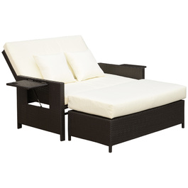 Крісло-софа Outsunny з ротангу Polyrattan, 2-місні, з подушками та пуфом, коричневого кольору, ідеально підходить для саду та тераси