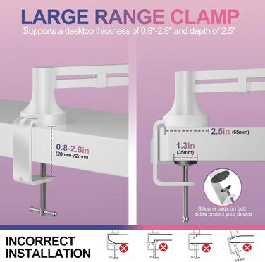 Низькопрофільний мікрофонний важіль, міцний тримач для мікрофона з кріпленням до столу 7 см, адаптери 3/8' та 5/8', для Blue Yeti, подкастів, геймінгу, вантажопідйомність до 2 кг, білий