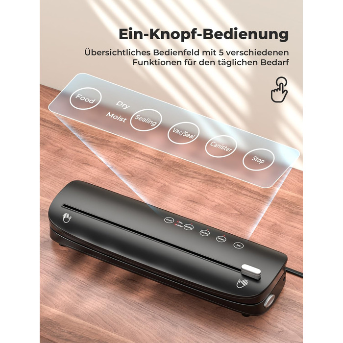 Вакуумний апарат 5 в 1: багатофункціональний вакууматор з вбудованим різаком, вакуумний пакувальник sous vide з 10 пакетами та шлангом, фольгозваріння для продуктів харчування