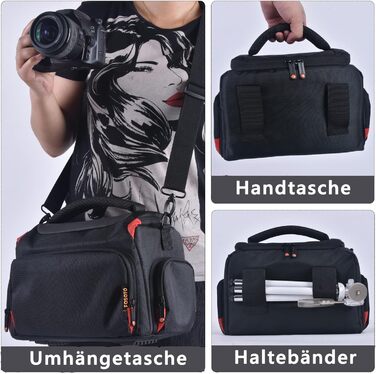 Сумка для камери FOSOTO - велика, універсальна, водонепроникна, сумісна з Nikon, Canon, Sony