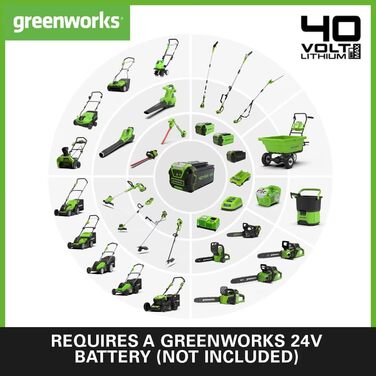 Акумуляторний аератор-скарифікатор Greenworks 40V, 36 см, 3600 об/хв, контейнер 30 л, без акумулятора та зарядного пристрою, 3 роки гарантії G40DT35