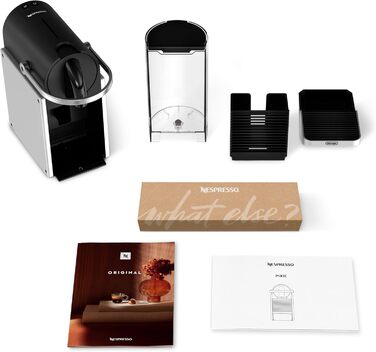 Кавова машина-капсульна Nespresso De'Longhi Pixie EN127.S, 19 бар, 1260 Вт, сріблясто-чорна, компактний дизайн, ECO-режим, дві програмовані кнопки