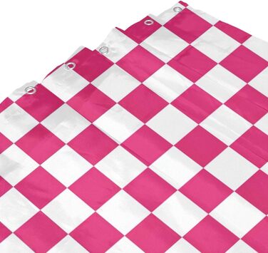 Тканинна шторка для душу в стилі ретро з шаховим візерунком, рожева, 183 x 183 см