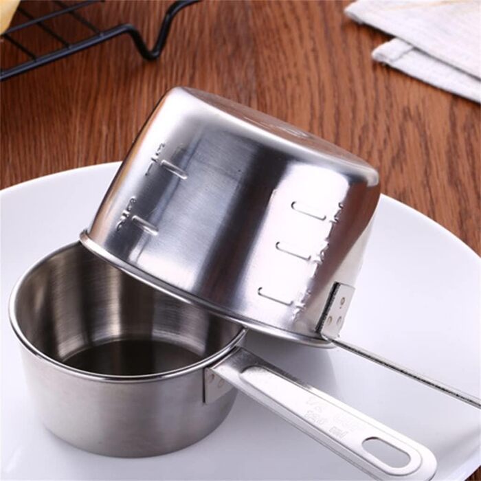 FBHappiness 4-Piece/Set Measuring Spoons, Measuring Cup, Kitchen Scales, Stainless Steel Baking Tools (Color: A, Size: as shown)