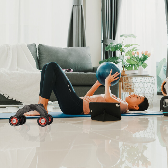Relaxdays Abdominal Roller with 5 Wheels and Knee Pad