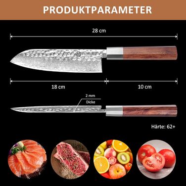 Кухонний ніж YOTSUBA Hackmesser 18 см: професійний кухонний тесак для м'яса та овочів з ергономічною ручкою з пакавуду, надзвичайно гострий