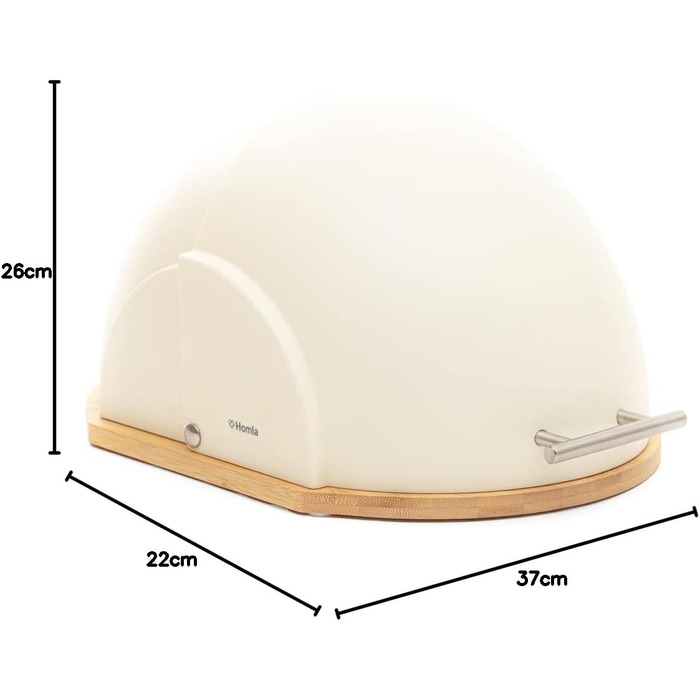 HOMLA Металева хлібниця з кришкою, 37 x 26 x 22 см, чорний Darvin