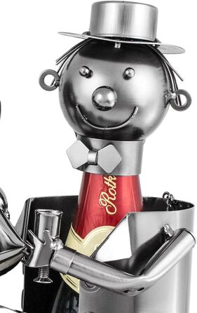 BRUBAKER Champagne or Sparkling Wine Bottle Holder - Wedding Couple Metal Sculpture with Gift Card
