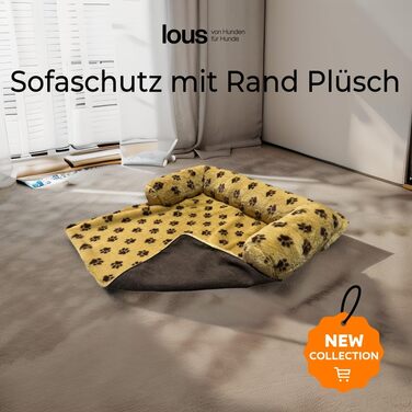 Захист для дивану від собак - ковдра для собак, ліжко для собак, захист дивану - ручна виготовлена підстилка для собак з бортиком - прання до 90 градусів та особливо м'яка - розмір: приблизно 90x90x13 см (плюшевий бежевий, L)