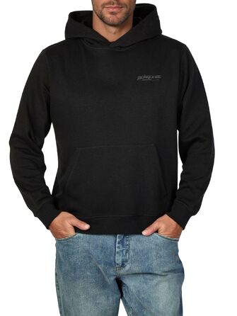 Чоловічий худі Jack & Jones Relaxed Fit з принтом JWHINTERLUDE, великі розміри (Plus Size), чорний