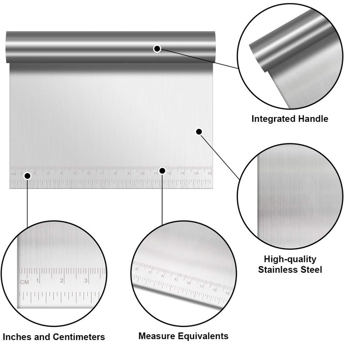 Набір карт для тіста Vicloon (3 шт.) з нержавіючої сталі, картки для розкачування тіста, скребки для тіста, для тортів, піци, хліба, кухонні аксесуари, сріблясті
