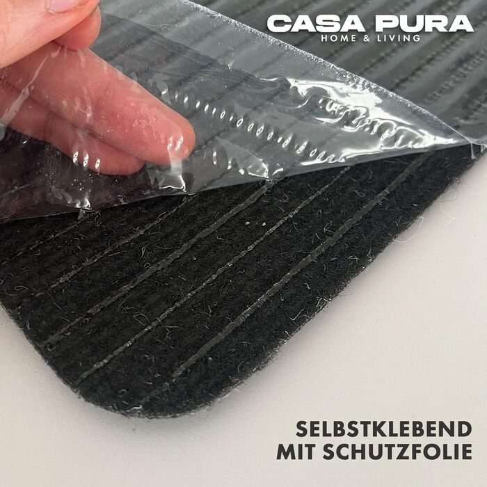 Casa Pura Non-Slip Stair Treads - 15 Piece Set - Adhesive Backed, Indoor Stair Carpet for Steps (Leipzig, Half Round)
