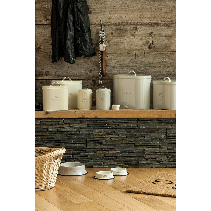 Контейнер для корму для тварин Premier Housewares, 6.5 л, метал, кремовий, з ложкою