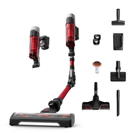 Акумуляторний вертикальний пилосос Rowenta X-Force Flex 9.60 Complete RH2099WO, 100 AW, з LED-підсвіткою та повним набором насадок, червоний