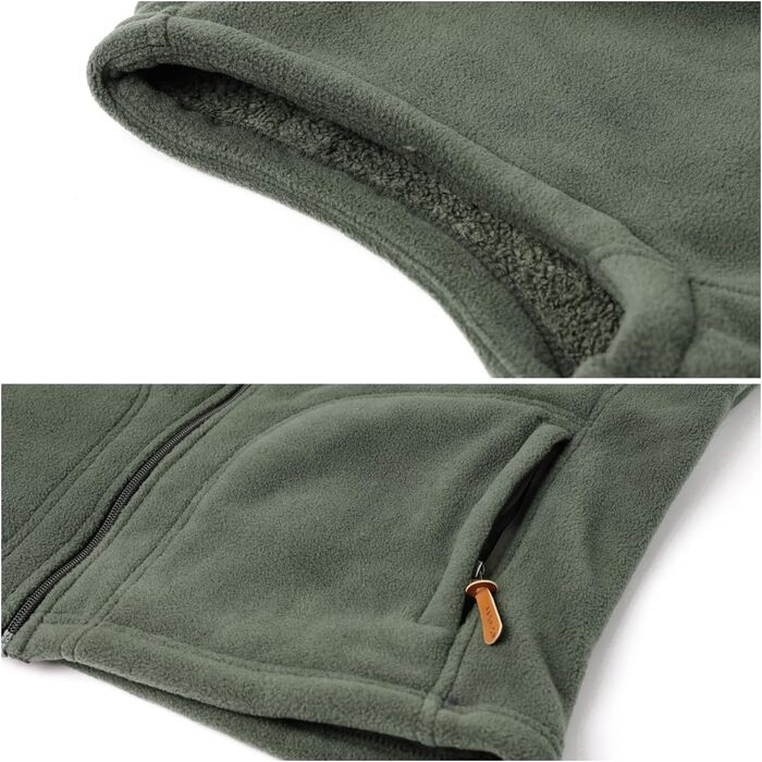 Чоловічий флісовий жилет з коміром-стійкою для активного відпочинку, теплий зимовий жилет з кишенями на блискавці, з підкладкою (Зелений, 3XL)