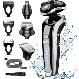 Електричний набір для гоління Anluomania 4-в-1: гоління, стрижка бороди, триммінг, видалення волосся з носа. LED дисплей, акумулятор, для подорожей