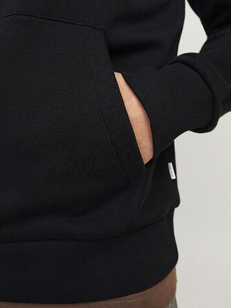 Чоловічий худі Jack & Jones Regular Fit JJEADRIAN з принтом, чорний