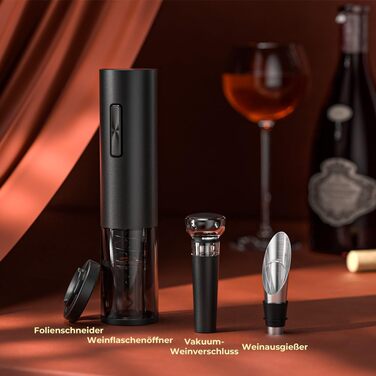 Електричний відкривачка для вина GHB 6-в-1 з USB-зарядкою, зрізач фольги, виливає вино та вакуумний затвор. Подарунок для поціновувачів вина