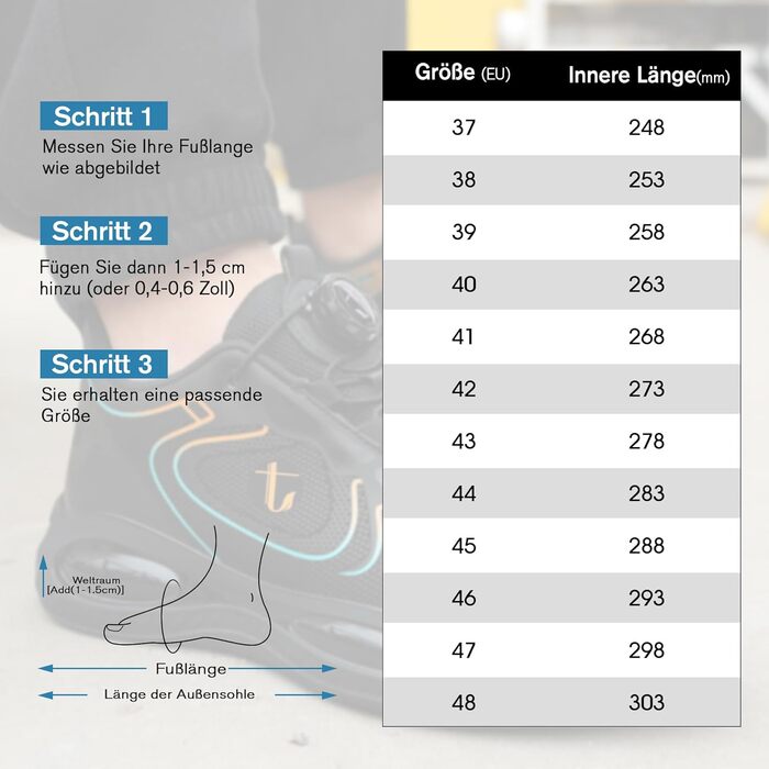 Черевики робочі, захисні: водонепроникні, легкі, спортивні, з металевим носком. Дихаючі, антиковзкі кросівки для чоловіків та жінок (45 EU, Чорний)