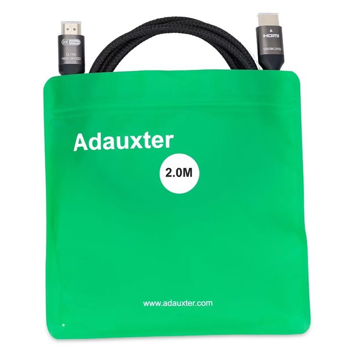 HDMI 2.1 кабель Adauxter 2 метри: 8K, 48Gbps, eARC, HDCP2.3, HDR10+, для PS5, X-Box, PC, TV, монітор
