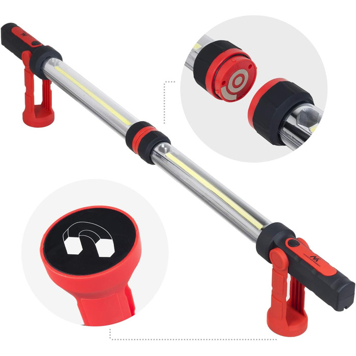 Maclean MCE230 COB LED XXL 2x Workshop Lamp, Work Lamp, Work Light, Hand Lamp, Magnet, Hook, Dual Modes, Max. 1200 Lumens (2x 600 Lumens)