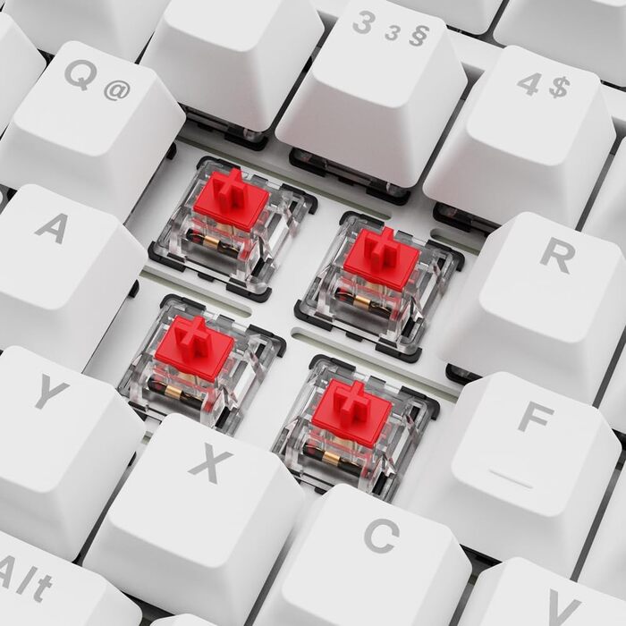 Sharkoon Skiller SGK25 RGB - ігрова клавіатура, 75% layout, Hot Swap, Red Switches, біла