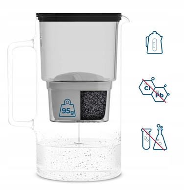 Скляний фільтр-віддільник для води Wessper D2 BOROSILICATE 3л, чорний + 8 фільтрів у комплекті