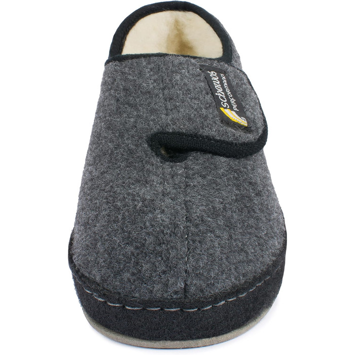 Чоловічі фетрові домашні тапочки Schawos 6064, теплі, з вовняним утеплювачем, неслизькі, на липучці, 41 EU, темно-сірі