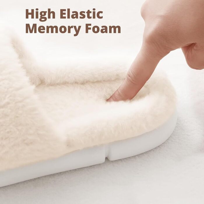 Жіночі плюшеві халапи з штучного хутра, з піною пам'яті, теплі та зручні (Бежевий, 40/41 EU)