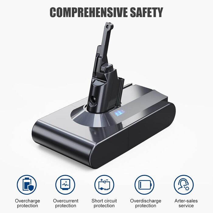 Замінний акумулятор EVARY 8000mAh для пилососів Dyson V8 Absolute Animal Motorhead Pro SV10 (2 фільтри + 1 щітка)